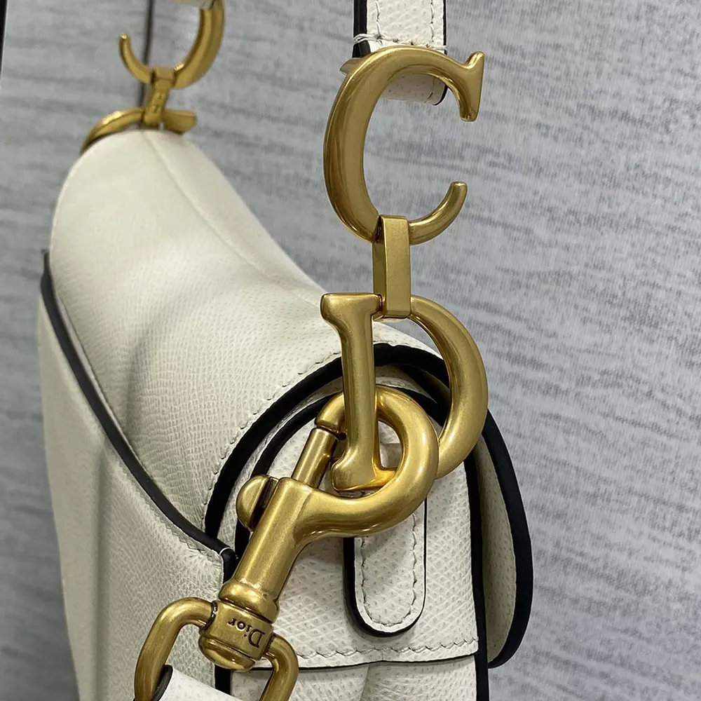Dior Women Mini Saddle Bag with Strap Latte Grained Calfskin - image 7