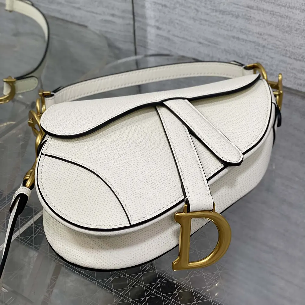Dior Women Mini Saddle Bag with Strap Latte Grained Calfskin - image 5