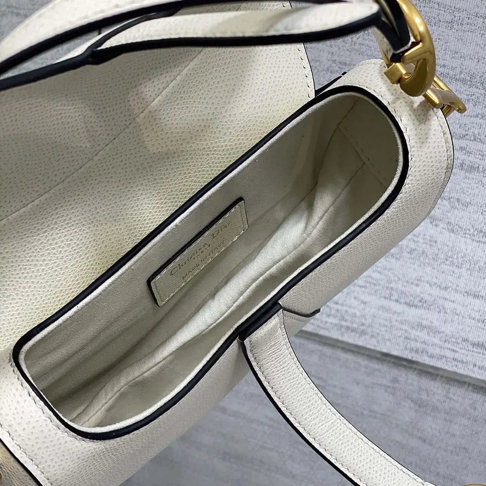 Dior Women Mini Saddle Bag with Strap Latte Grained Calfskin - image 6