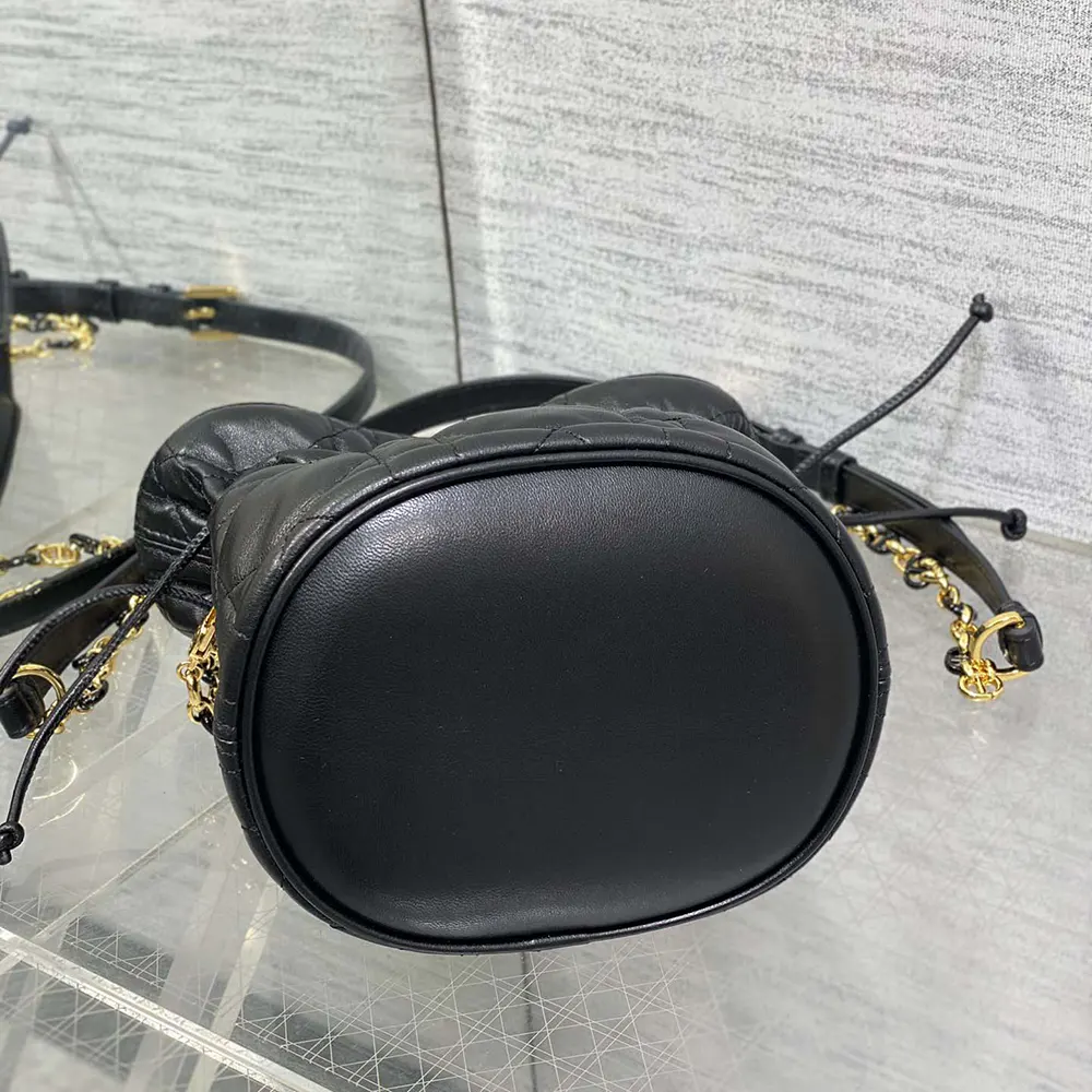 Dior Women Miss Caro Mini Bucket Bag with Drawstring Black Macrocannage Lambskin - image 7