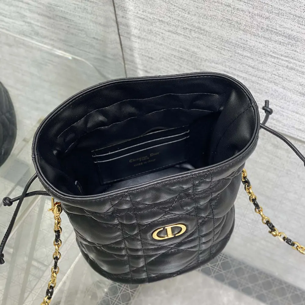 Dior Women Miss Caro Mini Bucket Bag with Drawstring Black Macrocannage Lambskin - image 6