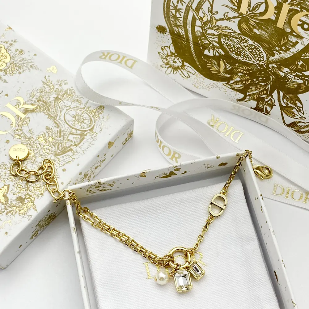 Dior Women Petit CD Bracelet Gold-Finish Metal with a White Resin Pearl and Silver-Tone Crystals - image 5