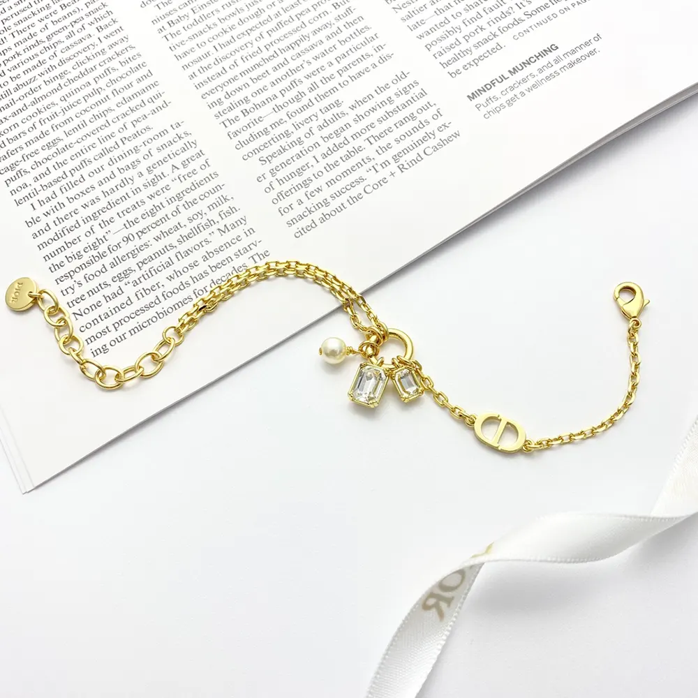 Dior Women Petit CD Bracelet Gold-Finish Metal with a White Resin Pearl and Silver-Tone Crystals - image 4