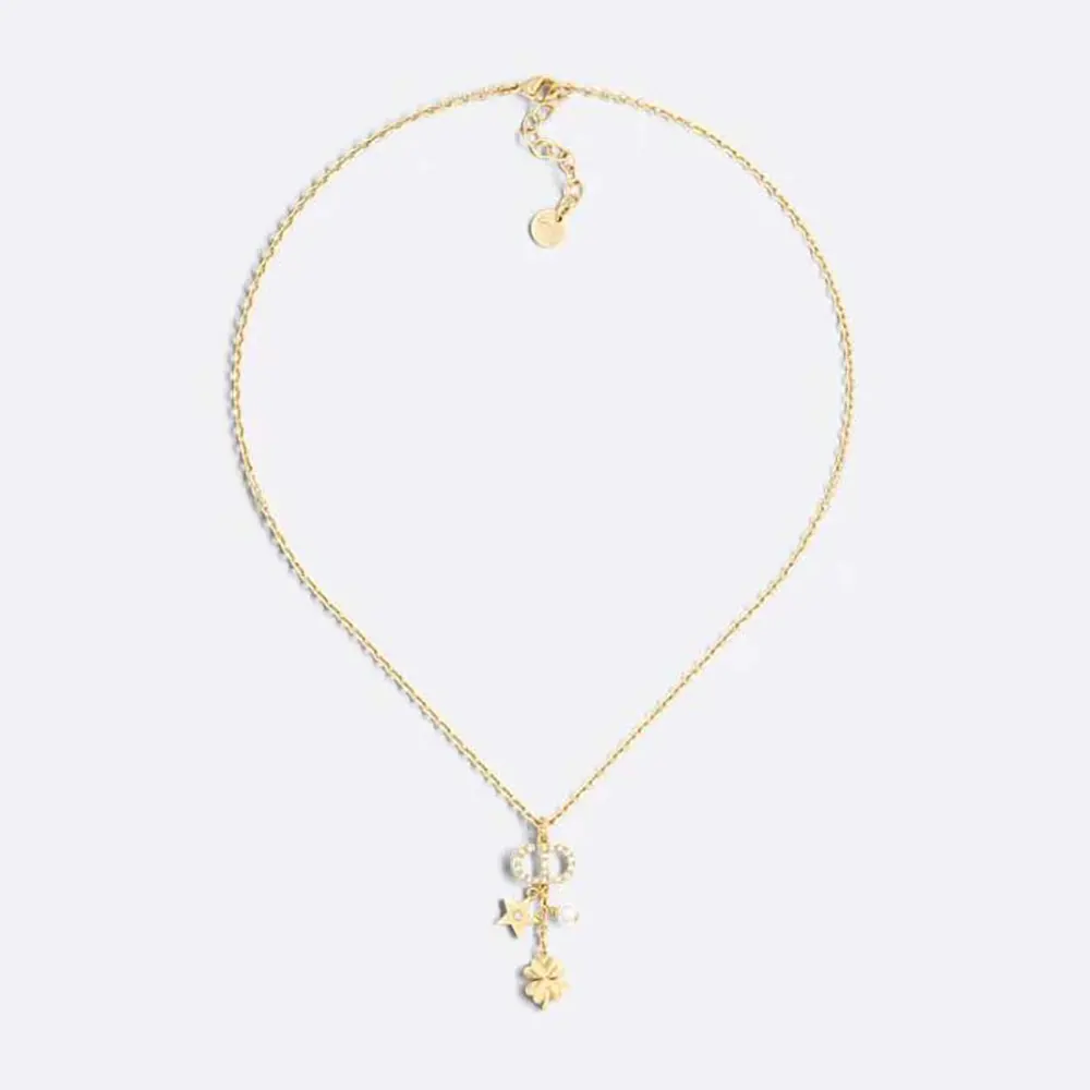 Close-up of Dior Women Petit CD Lucky Charms Necklace pendant detail