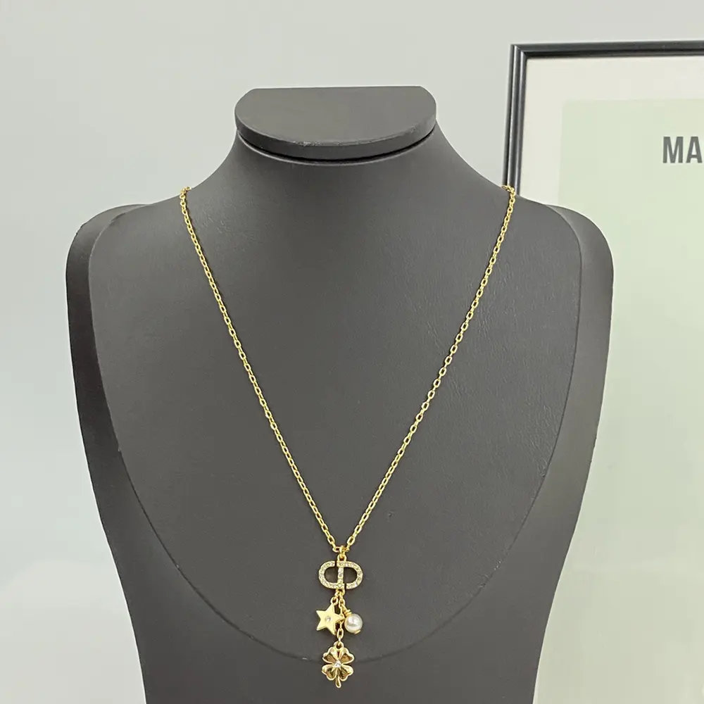 Dior Women Petit CD Lucky Charms Necklace gold-finish clasp and chain