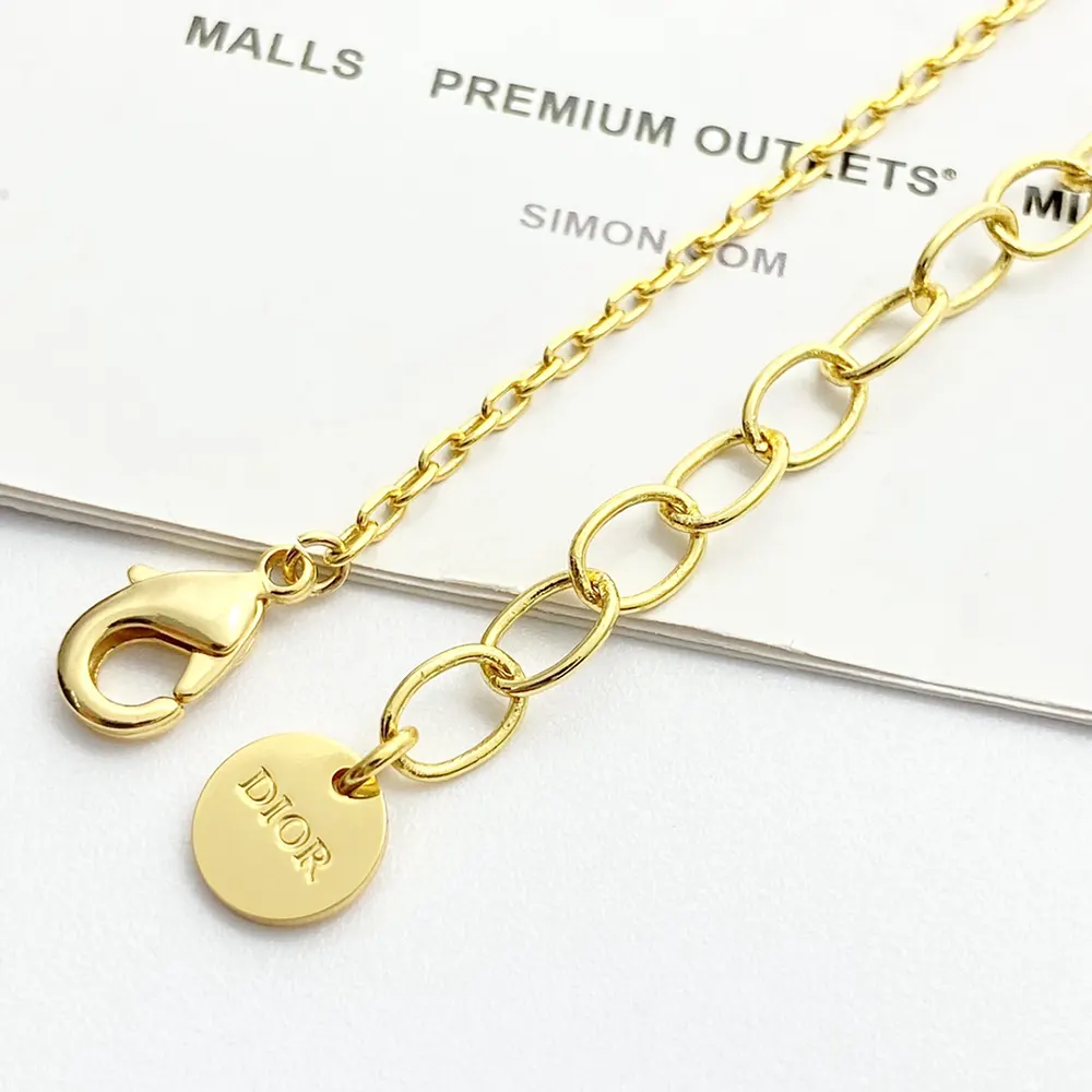 Dior Women Petit CD Lucky Charms Necklace Gold-Finish Metal with a White Resin Pearl and Silver-Tone Crystals - image 7