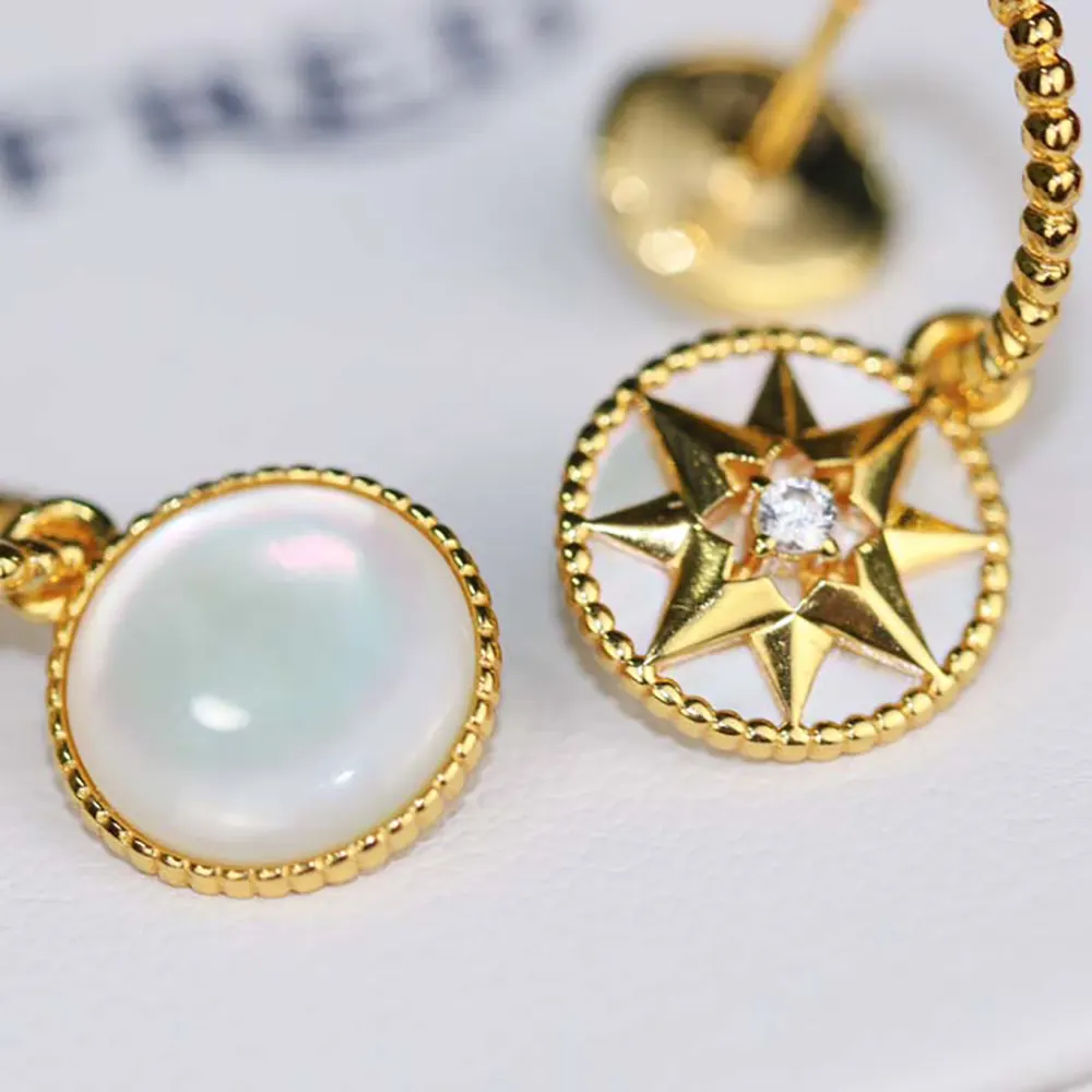 Dior Women Rose des Vents Earrings Yellow Gold Diamonds and Mother-of-Pearl - image 5