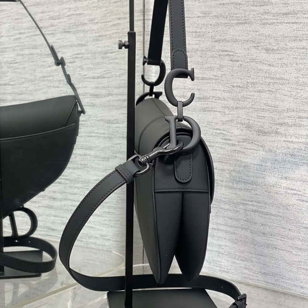 Dior Women Saddle Bag with Strap Black Ultramatte Calfskin - image 4
