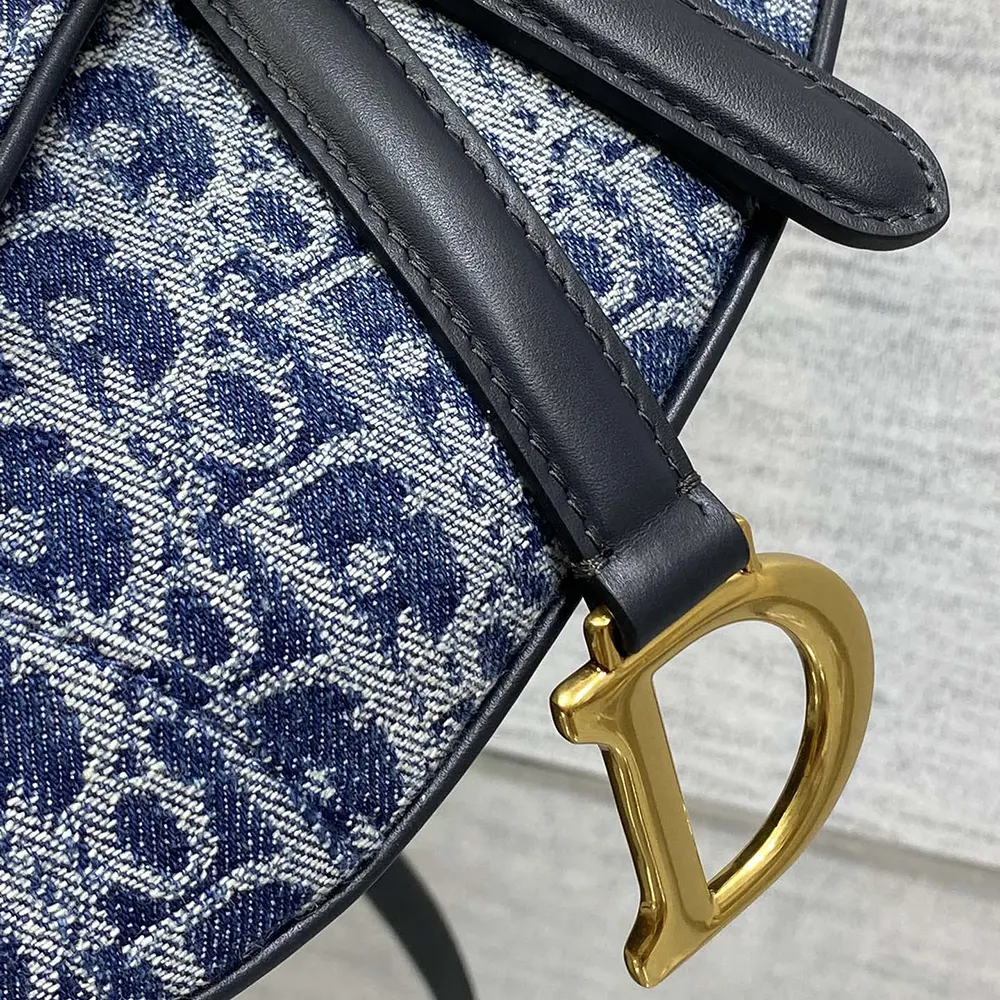 Dior Women Saddle Bag with Strap Blue Denim Dior Oblique Jacquard - image 9