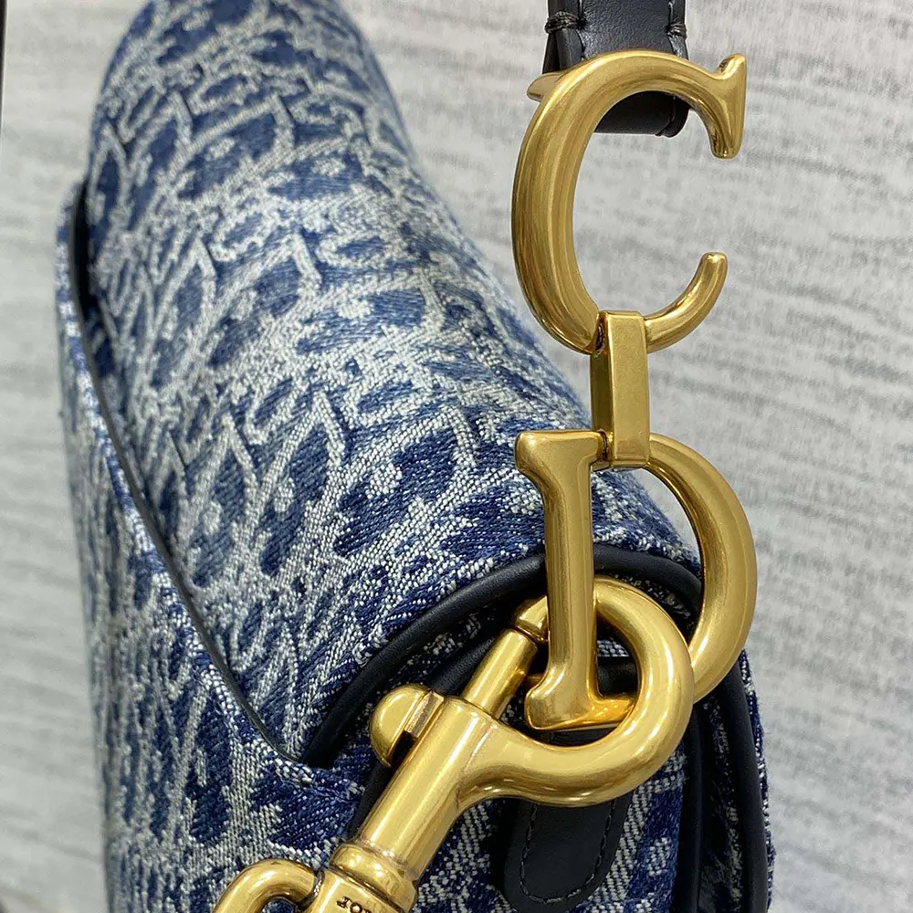 Dior Women Saddle Bag with Strap Blue Denim Dior Oblique Jacquard - image 7