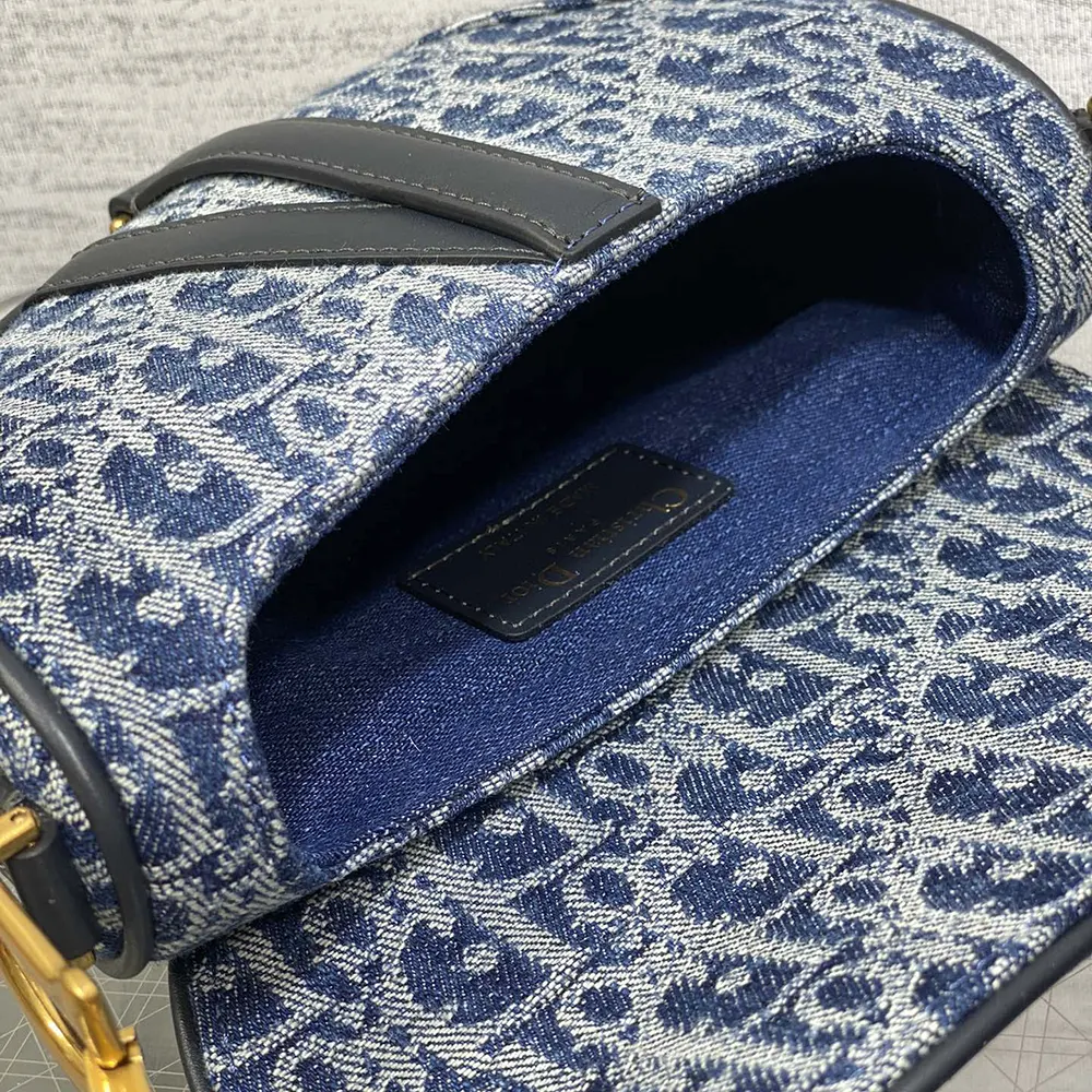 Dior Women Saddle Bag with Strap Blue Denim Dior Oblique Jacquard - image 6