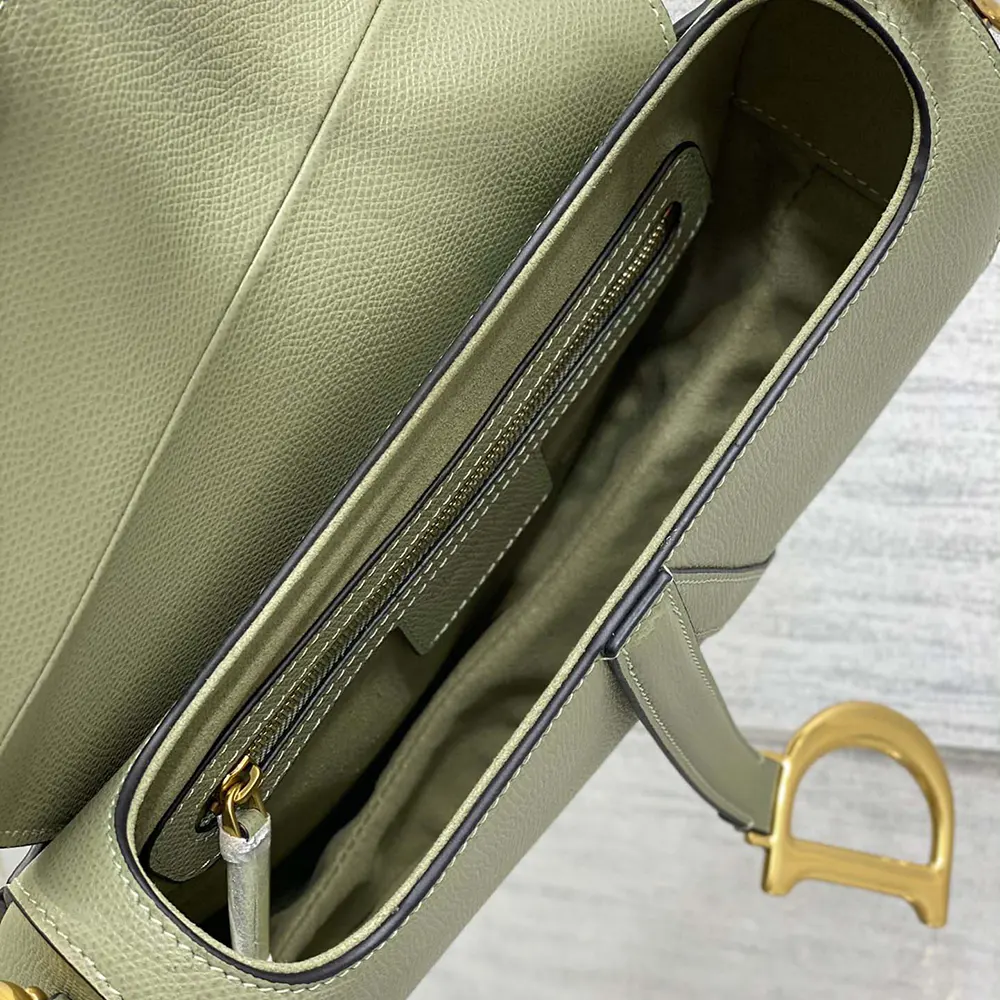 Dior Women Saddle Bag with Strap Cedar Green Grained Calfskin - image 6