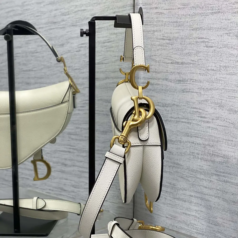 Dior Women Saddle Bag with Strap Latte Grained Calfskin - image 7