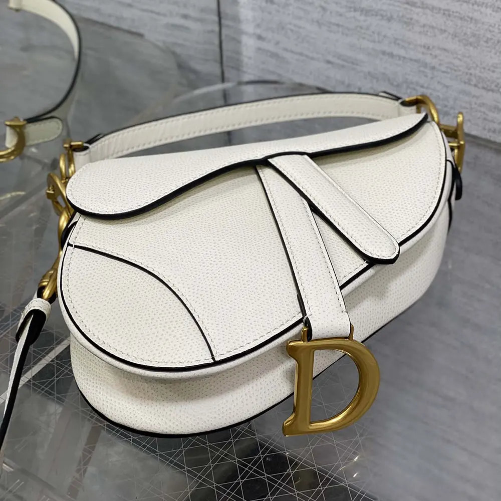 Dior Women Saddle Bag with Strap Latte Grained Calfskin - image 4