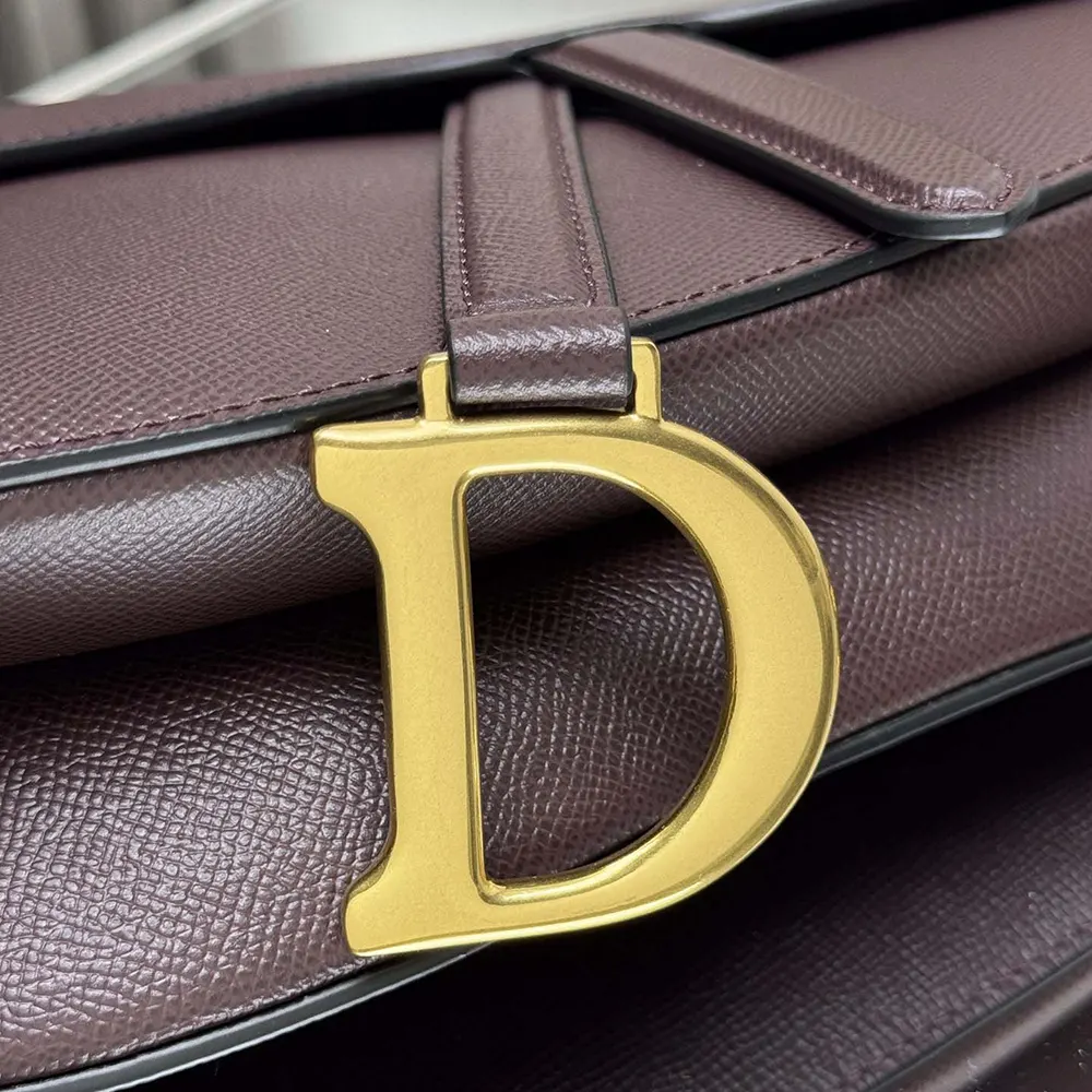 Dior Women Saddle Bag with Strap Plum Grained Calfskin - image 7