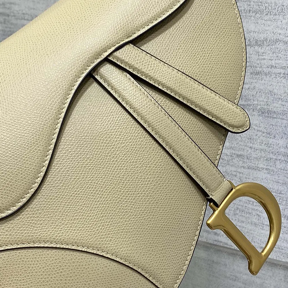 Dior Women Saddle Bag with Strap Sand-Colored Grained Calfskin - image 8
