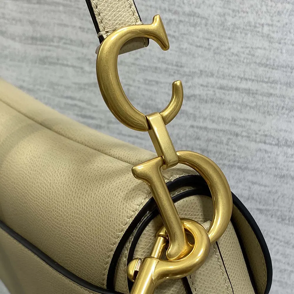 Dior Women Saddle Bag with Strap Sand-Colored Grained Calfskin - image 7