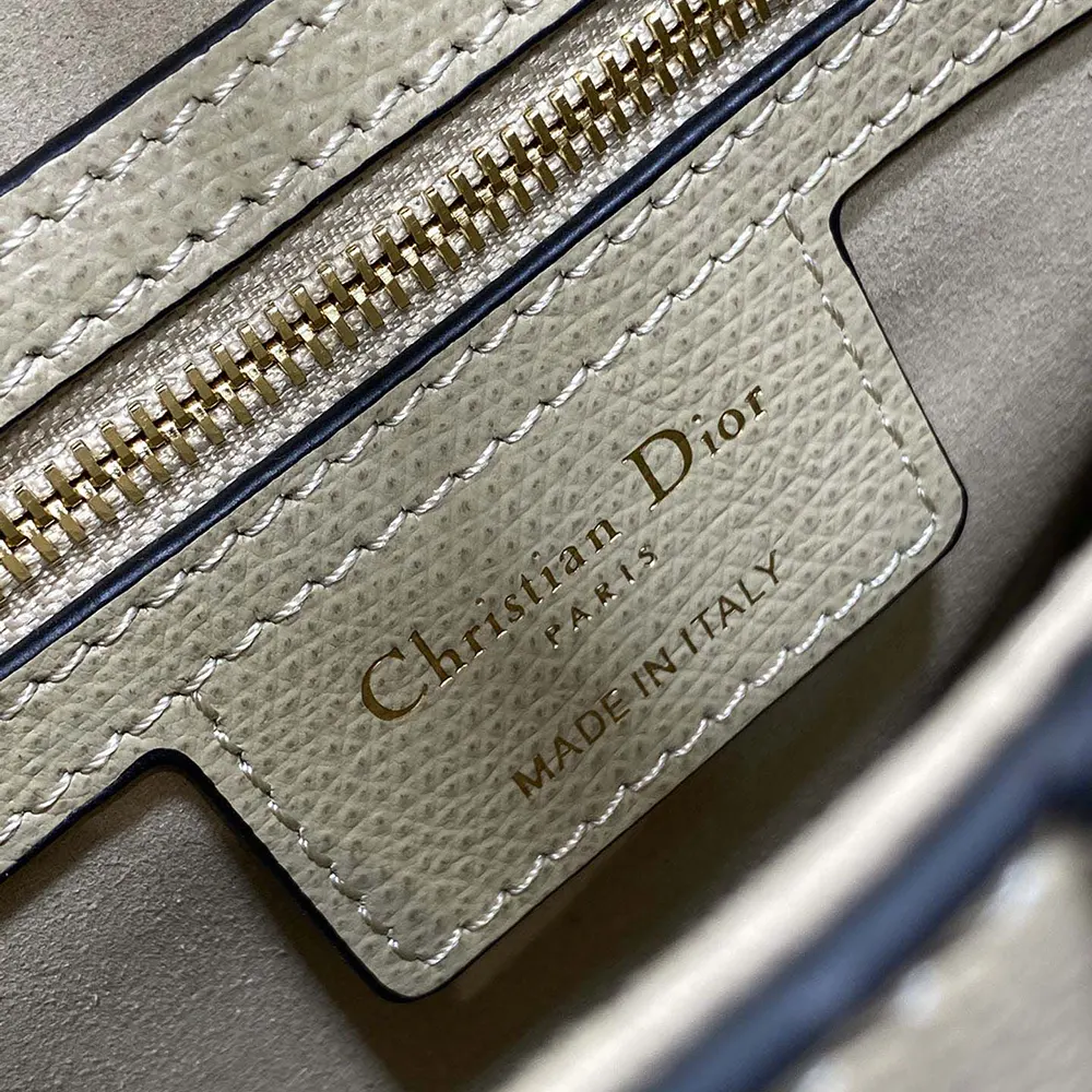 Dior Women Saddle Bag with Strap Sand-Colored Grained Calfskin - image 9