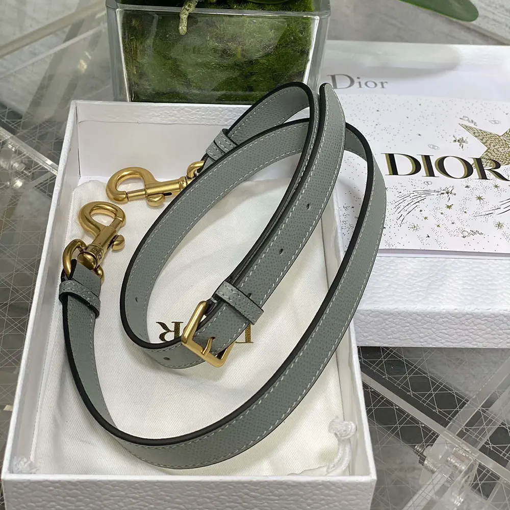 Dior Women Saddle Bag with Strap Stone Gray Grained Calfskin - image 10