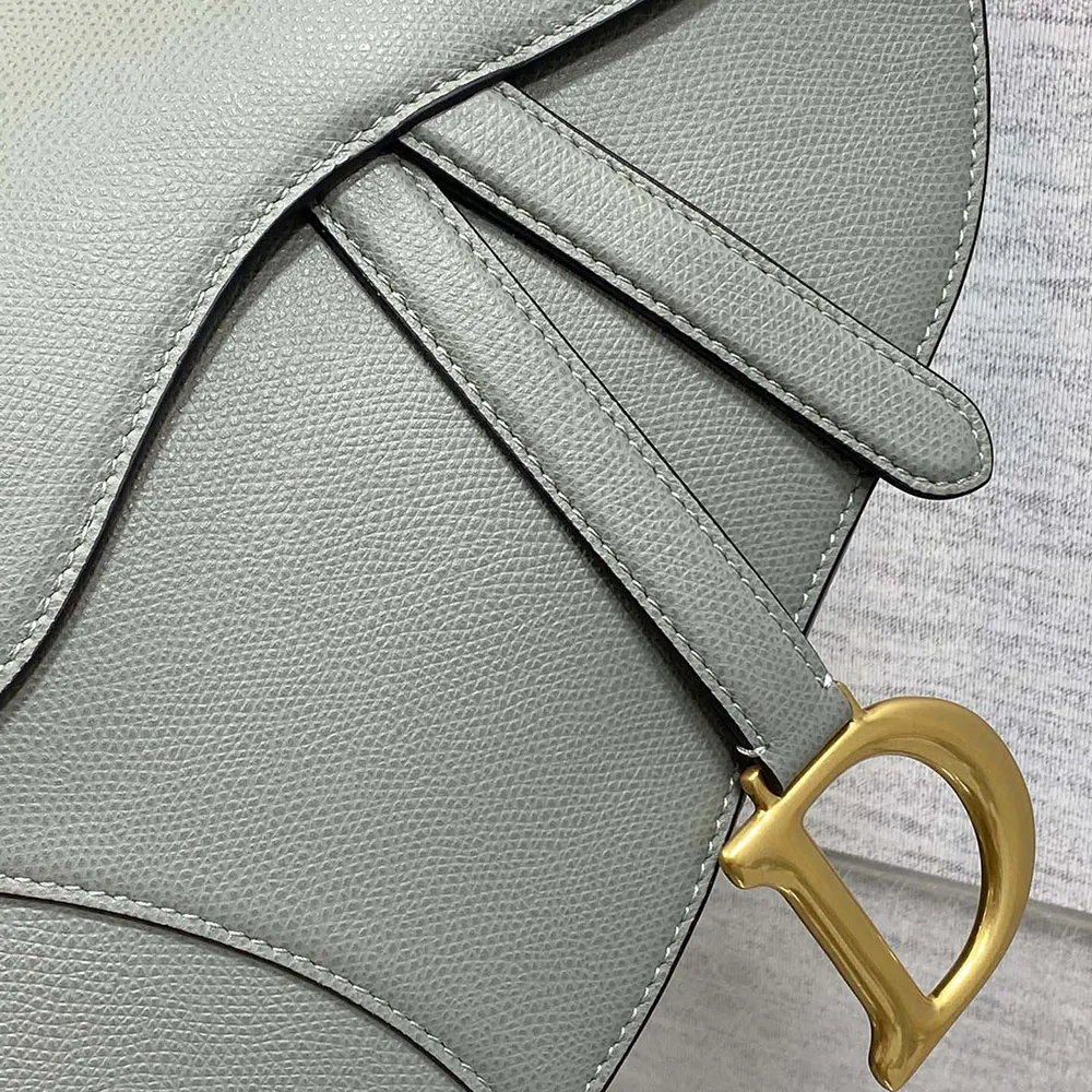 Dior Women Saddle Bag with Strap Stone Gray Grained Calfskin - image 6