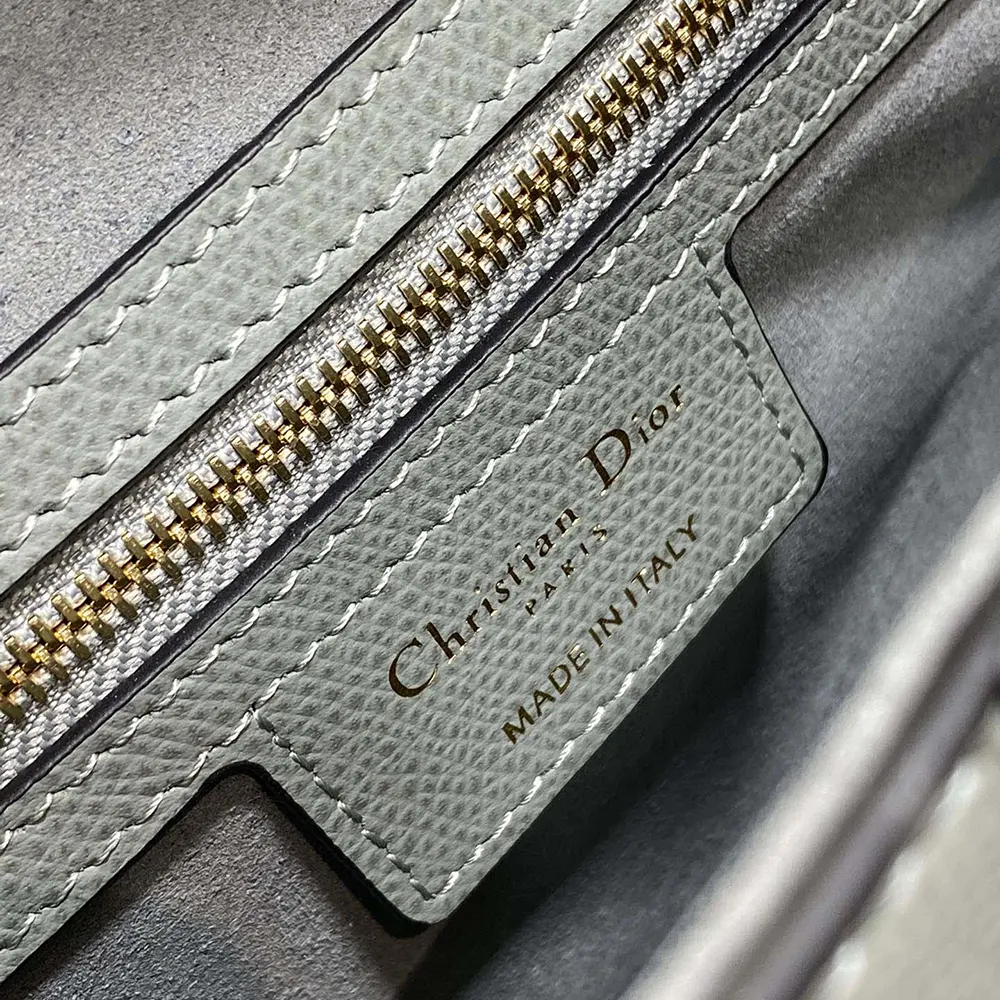 Dior Women Saddle Bag with Strap Stone Gray Grained Calfskin - image 9