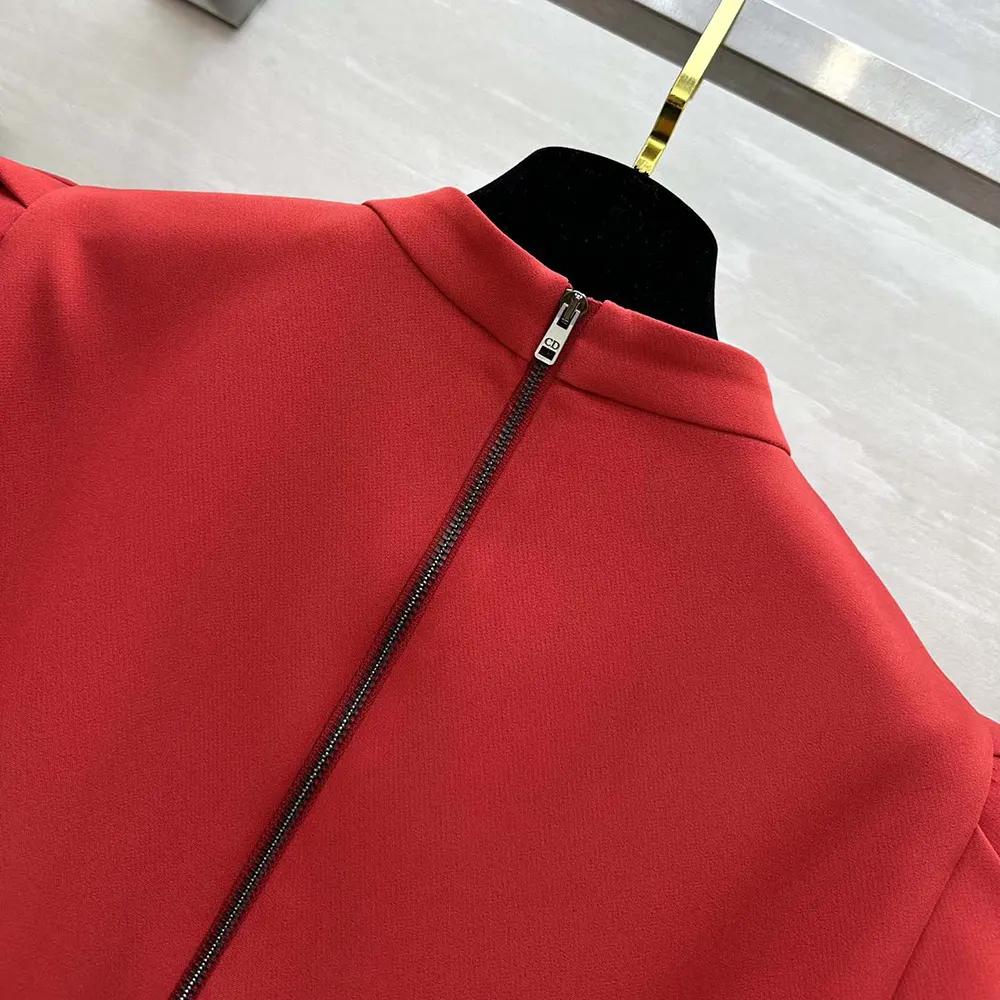 Dior Women Short Belted Dress Bright Red Lightweight Wool and Silk - image 6