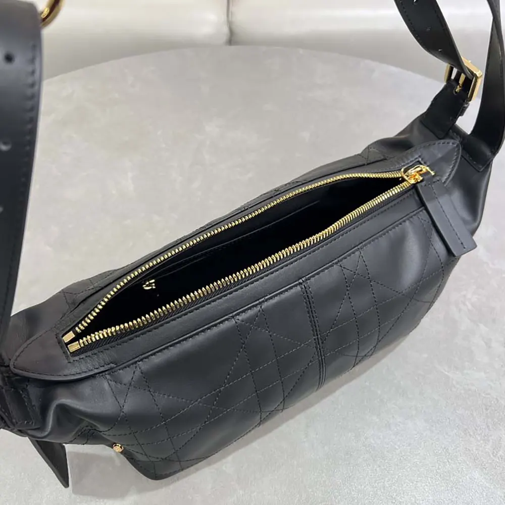 Dior Women Small D-Journey Bag in Crinkled Calfskin Black Flat Macrocannage - image 6