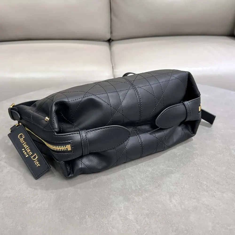 Dior Women Small D-Journey Bag in Crinkled Calfskin Black Flat Macrocannage - image 4