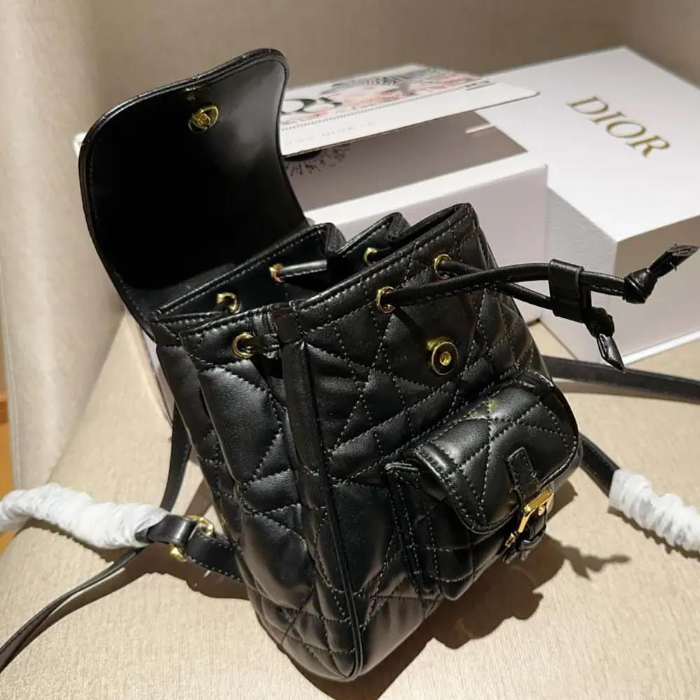 Dior Women Small Dior Caro Backpack Black Macrocannage Lambskin - image 8