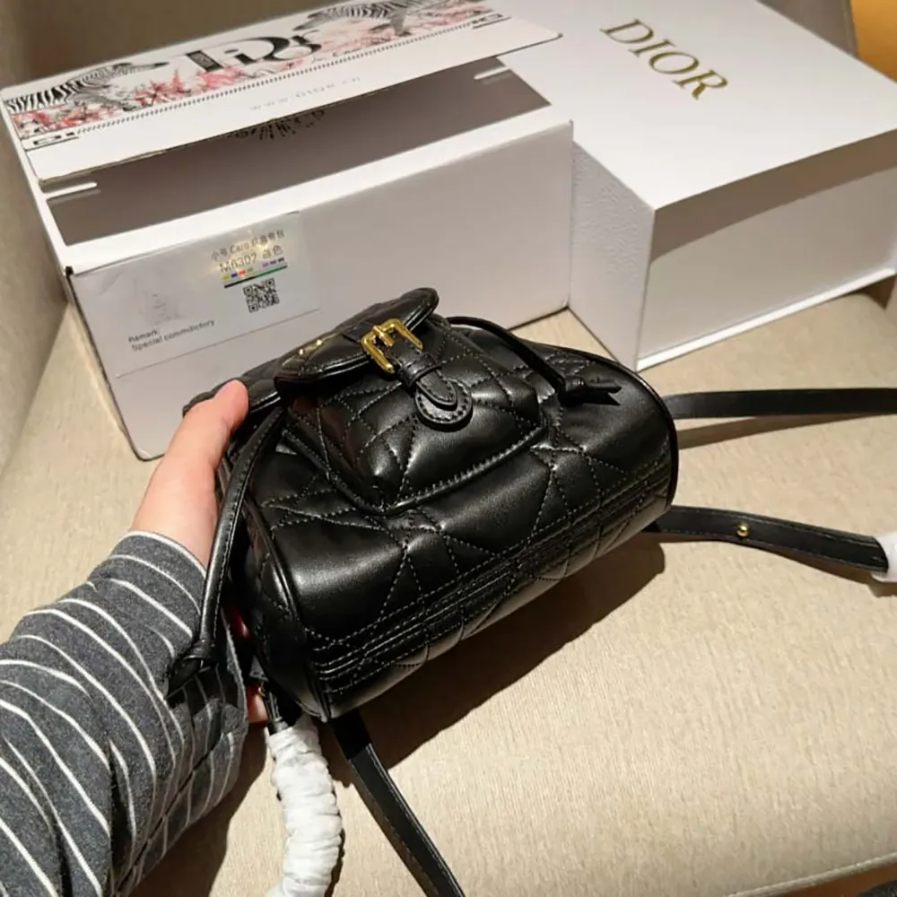 Dior Women Small Dior Caro Backpack Black Macrocannage Lambskin - image 7