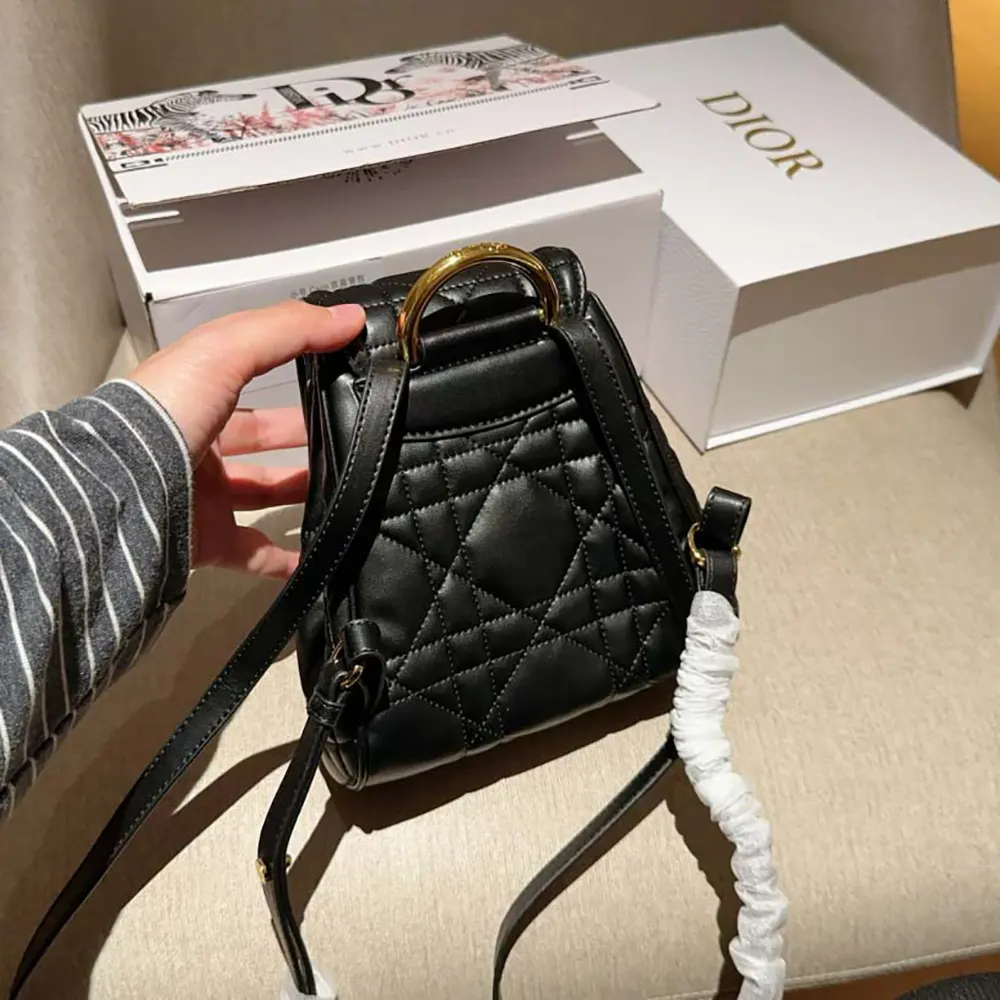 Dior Women Small Dior Caro Backpack Black Macrocannage Lambskin - image 5
