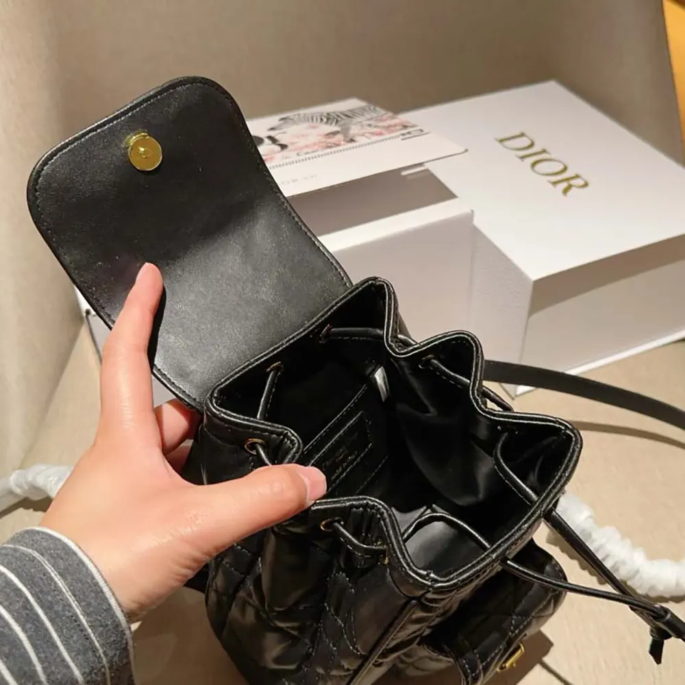 Dior Women Small Dior Caro Backpack Black Macrocannage Lambskin - image 9