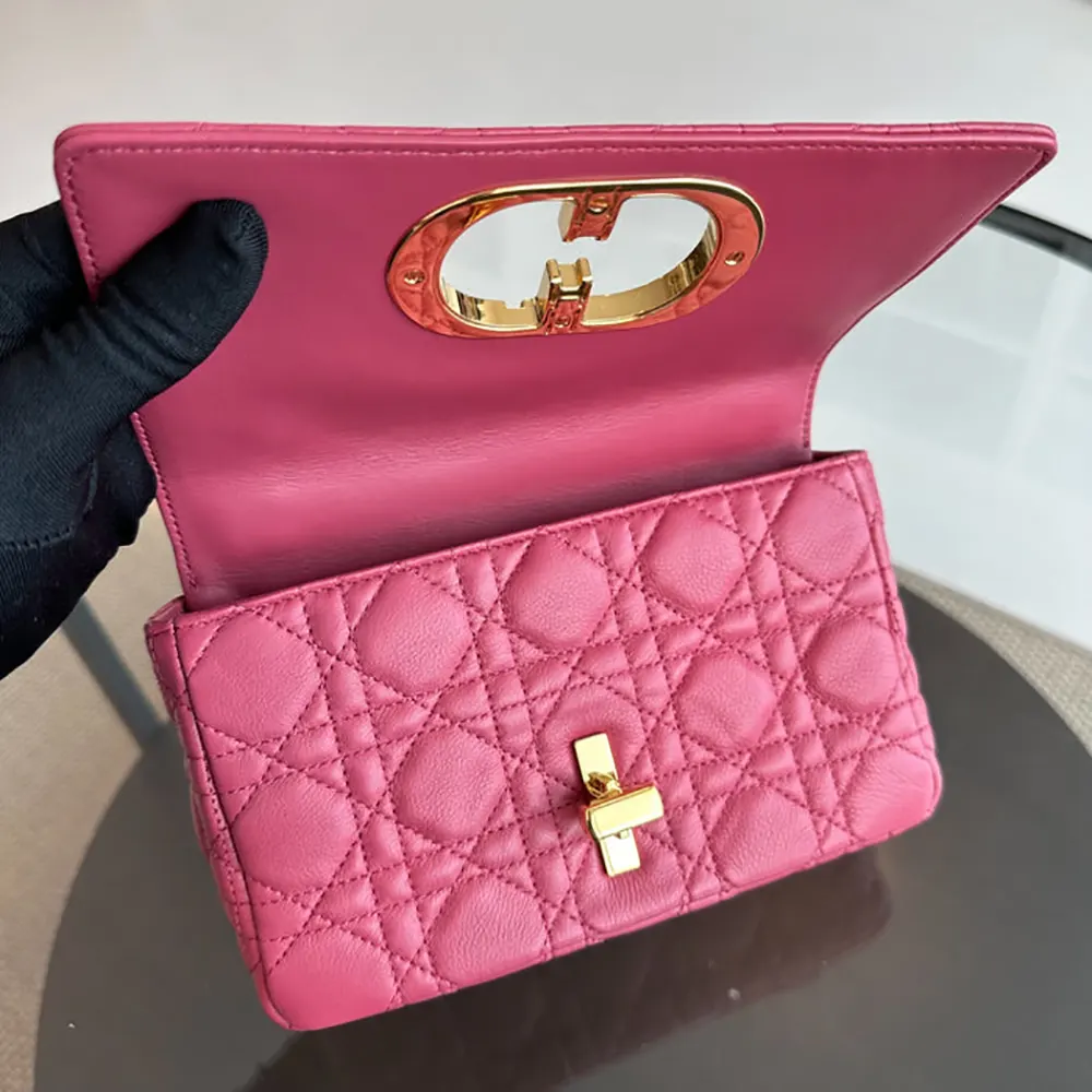 Dior Women Small Dior Caro Bag Rose Supple Cannage Calfskin - image 5
