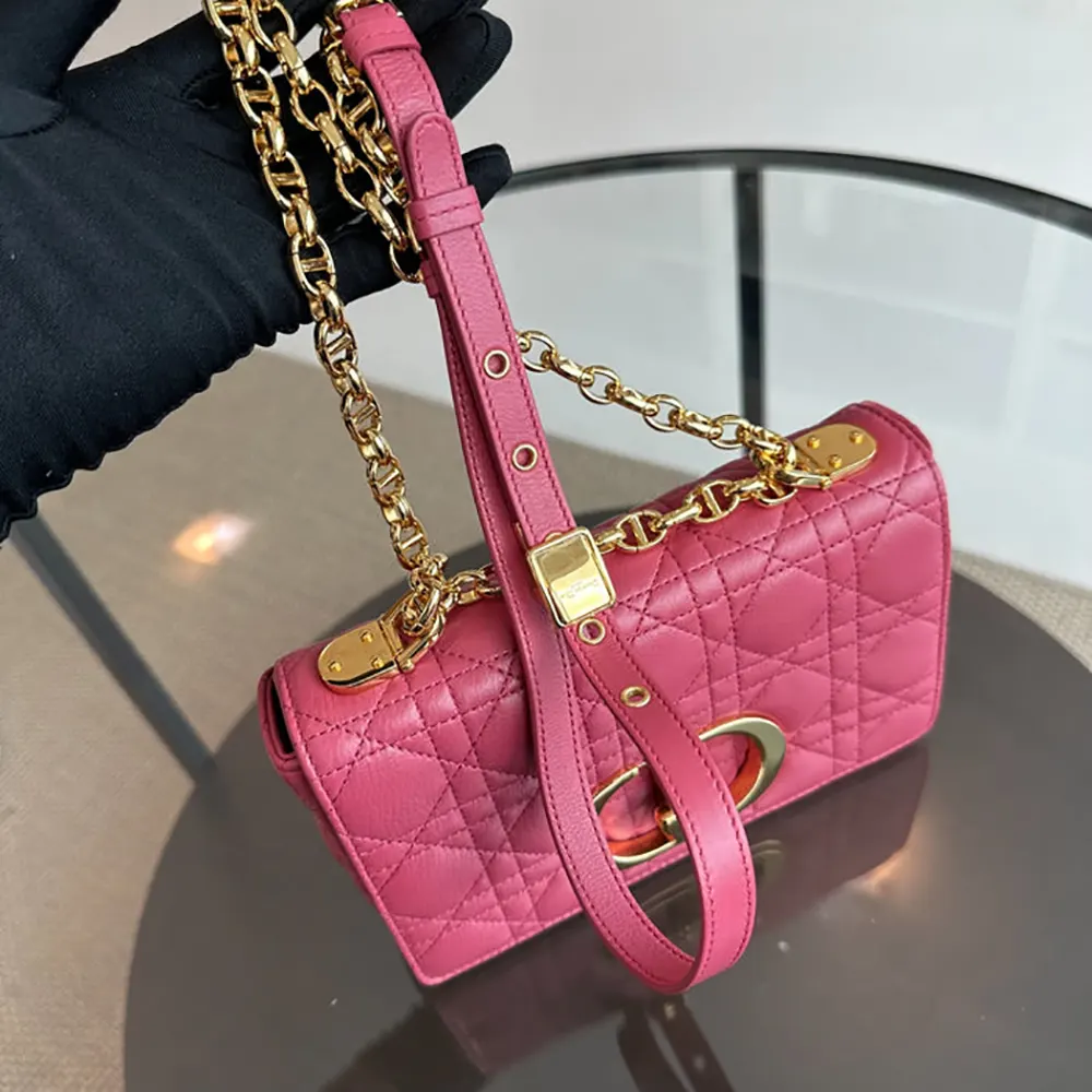 Dior Women Small Dior Caro Bag Rose Supple Cannage Calfskin - image 10