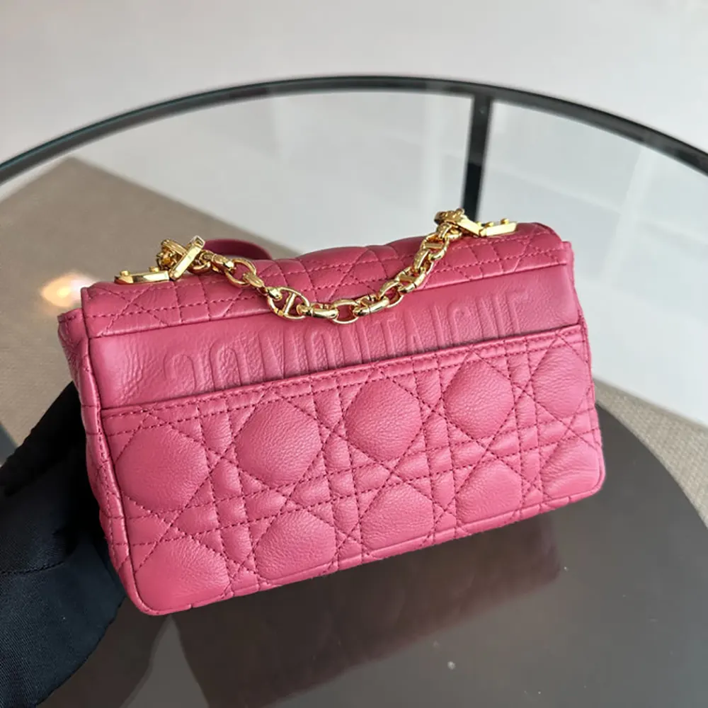 Dior Women Small Dior Caro Bag Rose Supple Cannage Calfskin - image 4