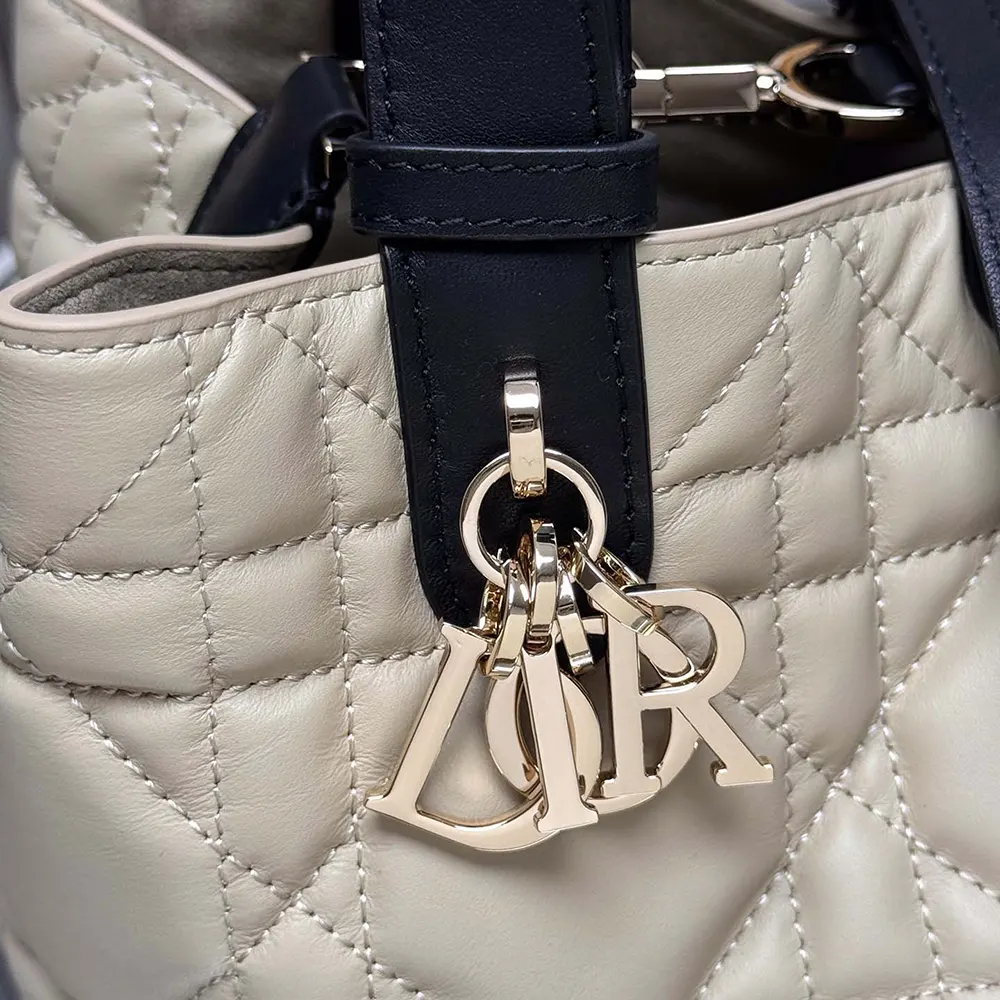 Dior Women Small Dior Toujours Bag Rope Beige and Black Macrocannage Calfskin - image 9