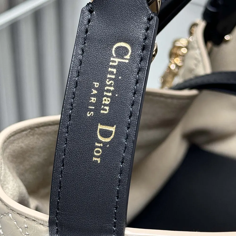 Dior Women Small Dior Toujours Bag Rope Beige and Black Macrocannage Calfskin - image 10