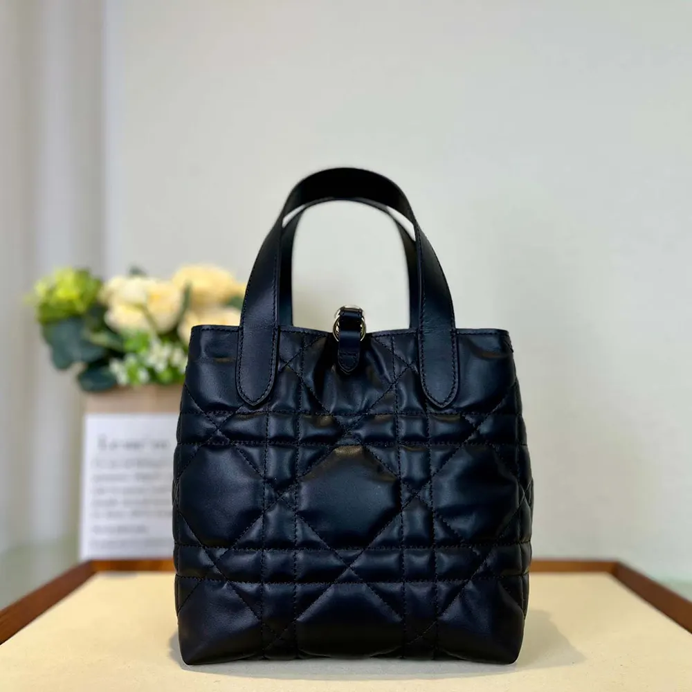 Dior Women Small Dior Toujours Vertical Tote Bag Black Macrocannage Calfskin - image 4
