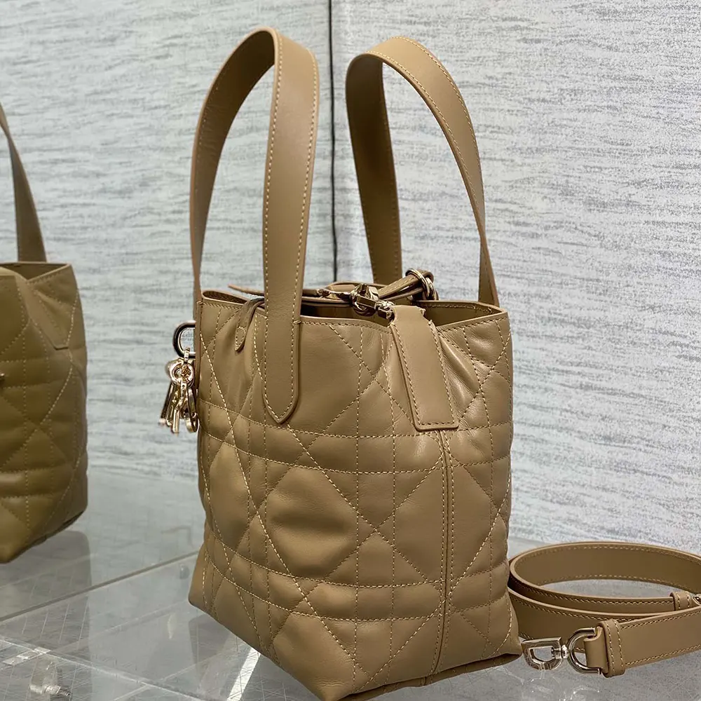 Dior Women Small Dior Toujours Vertical Tote Bag Medium Tan Macrocannage Calfskin - image 5