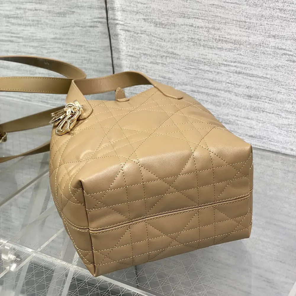 Dior Women Small Dior Toujours Vertical Tote Bag Medium Tan Macrocannage Calfskin - image 6