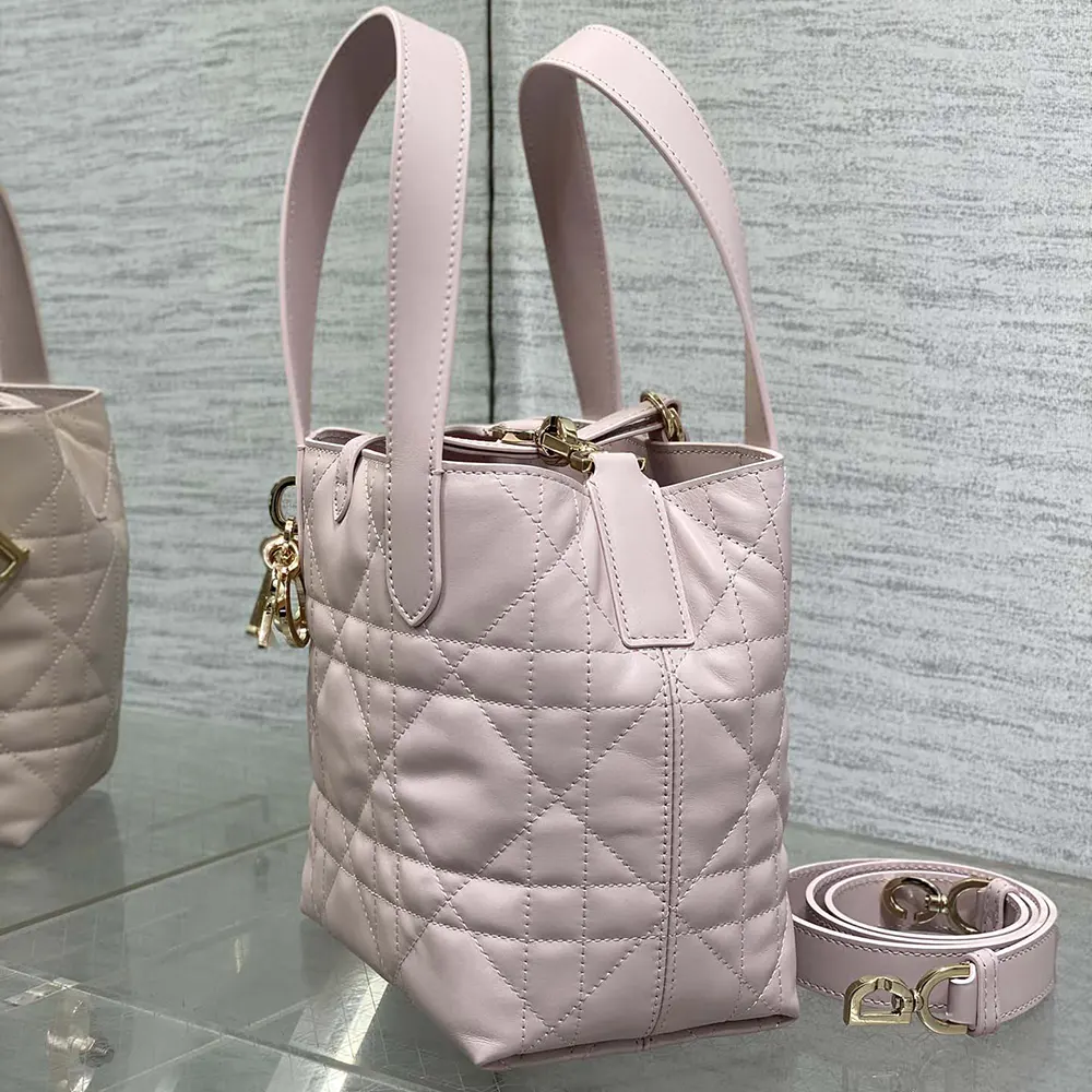 Dior Women Small Dior Toujours Vertical Tote Bag Pale Pink Macrocannage Calfskin - image 5