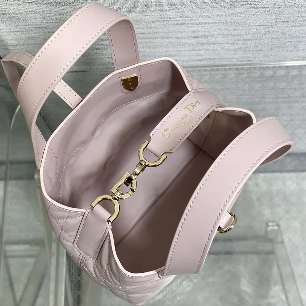 Dior Women Small Dior Toujours Vertical Tote Bag Pale Pink Macrocannage Calfskin - image 7
