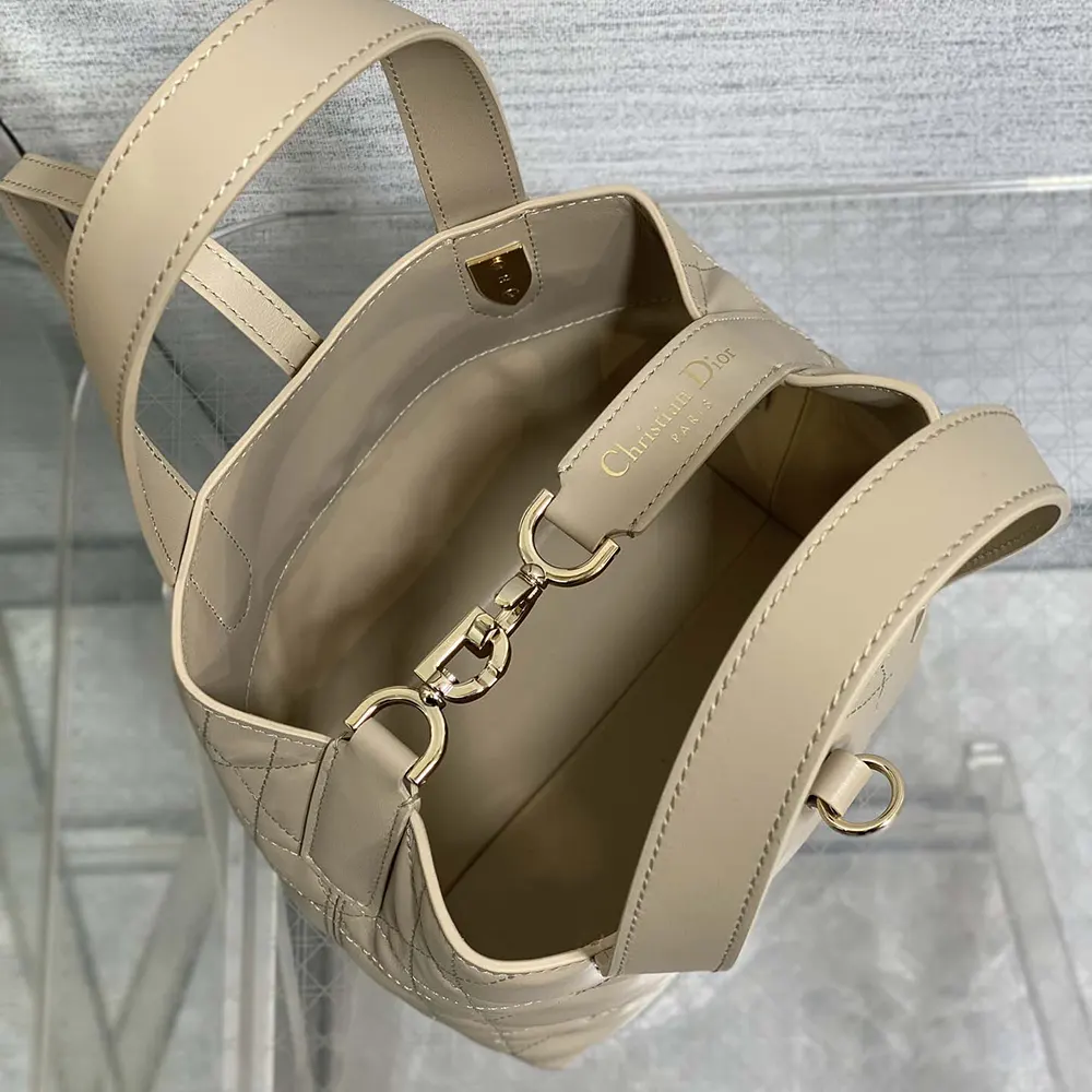 Dior Women Small Dior Toujours Vertical Tote Bag Powder Beige Macrocannage Calfskin - image 7