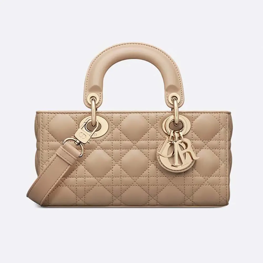 Dior Women Small Lady D-Joy Bag Biscuit Cannage Lambskin