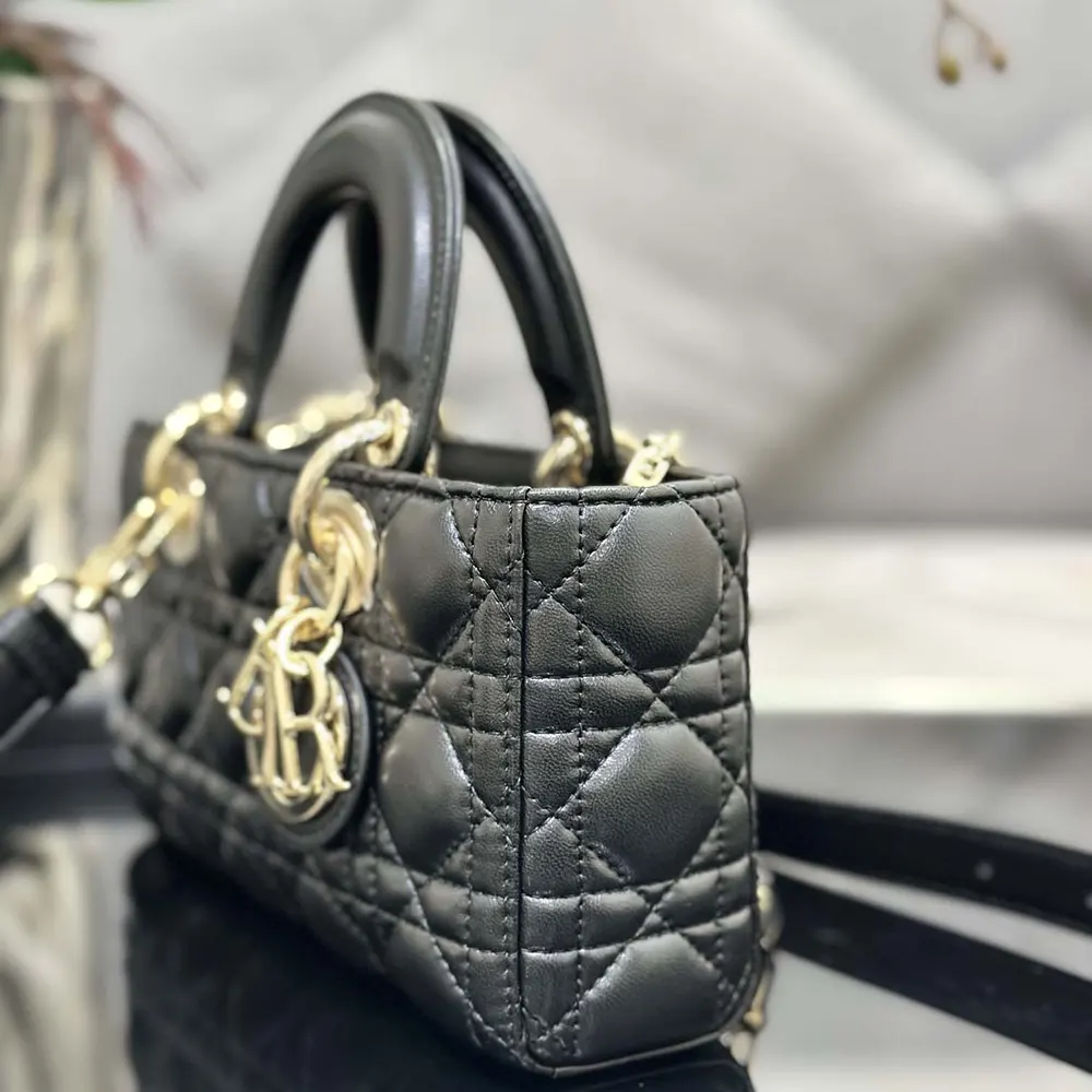 Dior Women Small Lady D-Joy Bag Black Cannage Lambskin - image 4