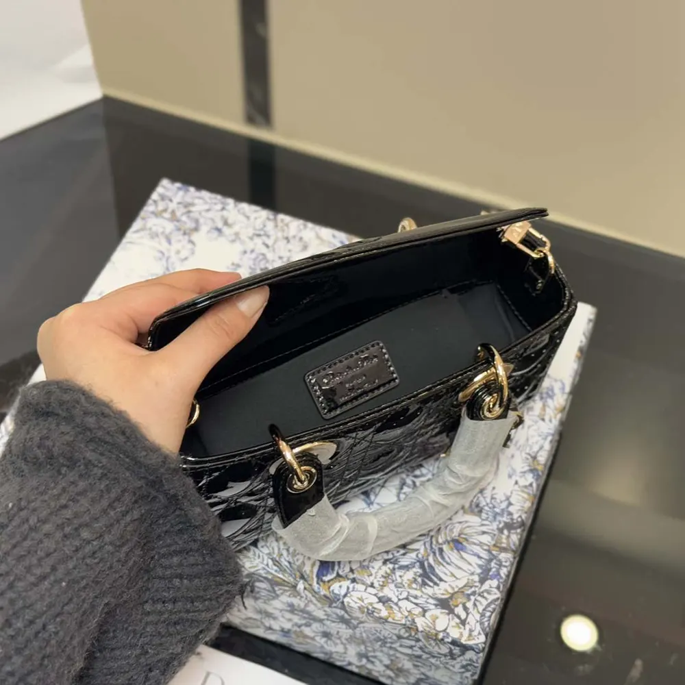 Dior Women Small Lady D-Joy Bag Black Patent Cannage Calfskin - image 9