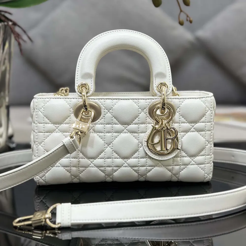 Close-up detail of Cannage stitching on Dior Women Small Lady D-Joy Bag