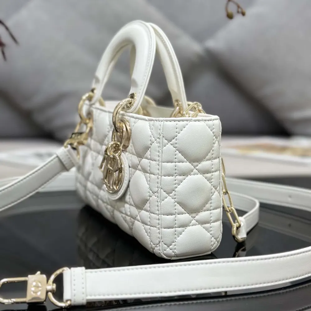 Dior Women Small Lady D-Joy Bag Latte Cannage Lambskin - image 4