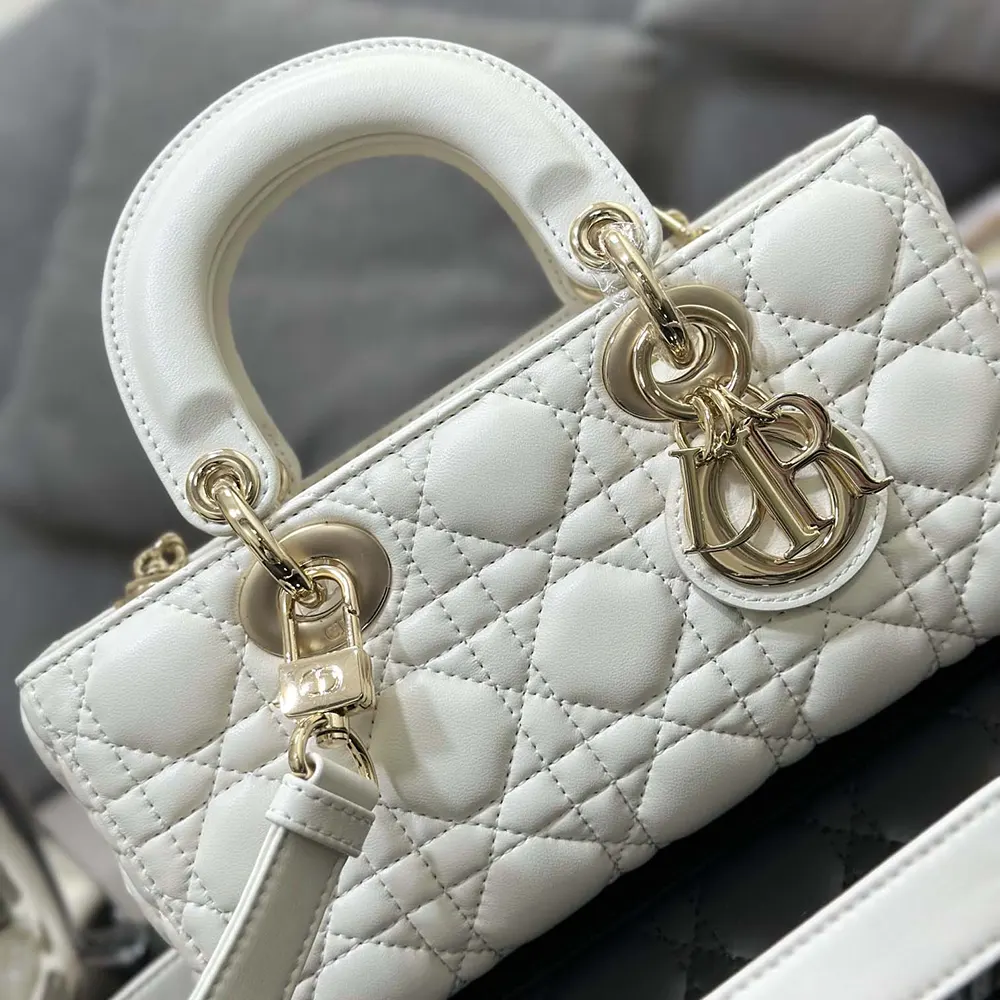 Dior Women Small Lady D-Joy Bag Latte Cannage Lambskin - image 5