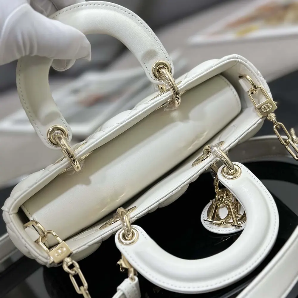 Dior Women Small Lady D-Joy Bag Latte Cannage Lambskin - image 7